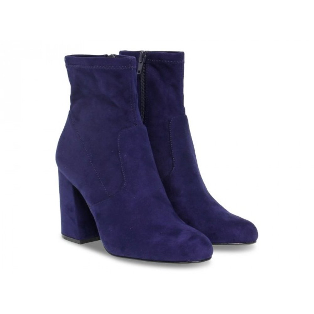 Steve Madden Expert Faux Suede Blue Chunky Heeled Ankle Boots Size 6